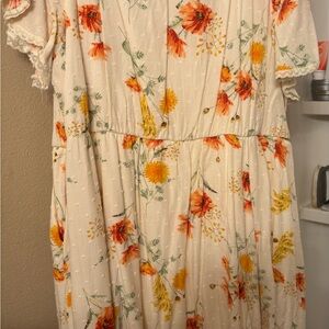 Torrid Cream Dress with Floral Accents